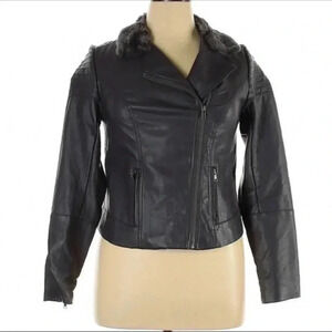 Torrid Faux Leather & Fur‎ Corset Lace Up Biker Style Jacket 00 Goth